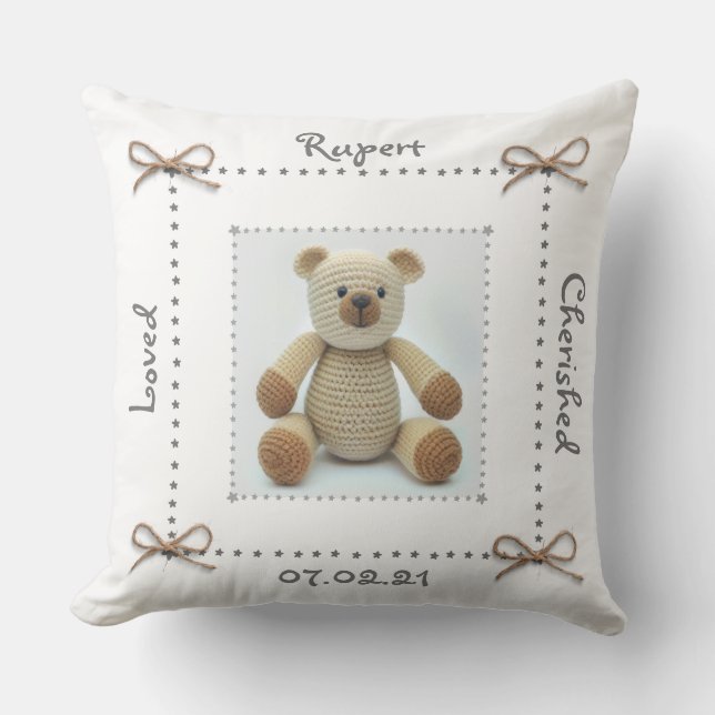 Crochet Teddy Bear Baby Kinderzimmer Kissen Custom (Vorderseite)