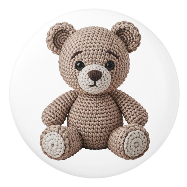 Crochet Teddy Bear Keramikknauf (Vorderseite)