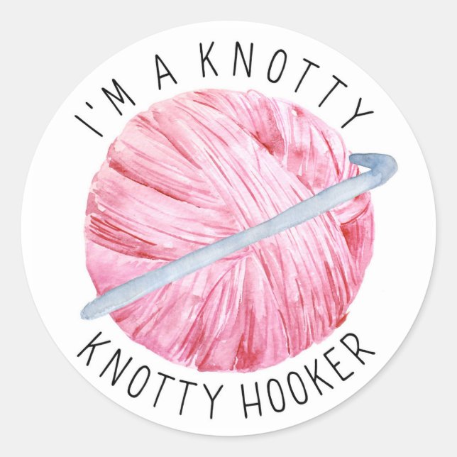 Crochet Yarn Joke Runder Aufkleber (Vorderseite)