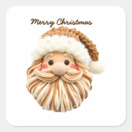 Crochet yarn  Santa  Quadratischer Aufkleber
