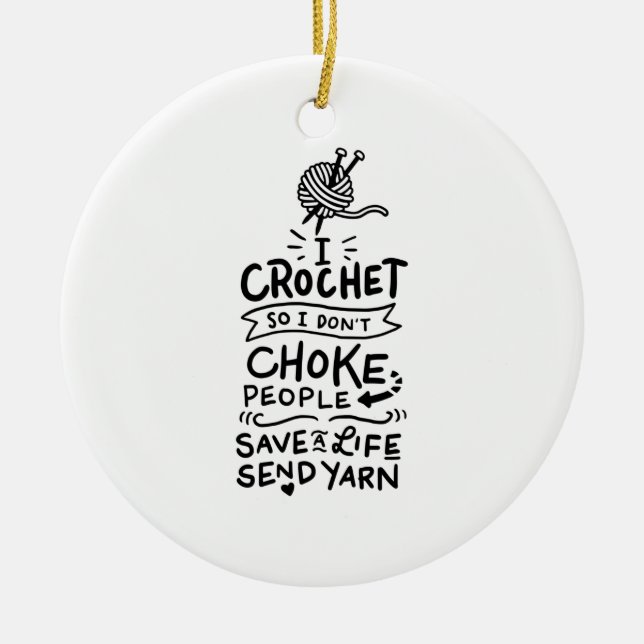 Crocheting Crocheter Geschenk Keramik Ornament (Vorne)