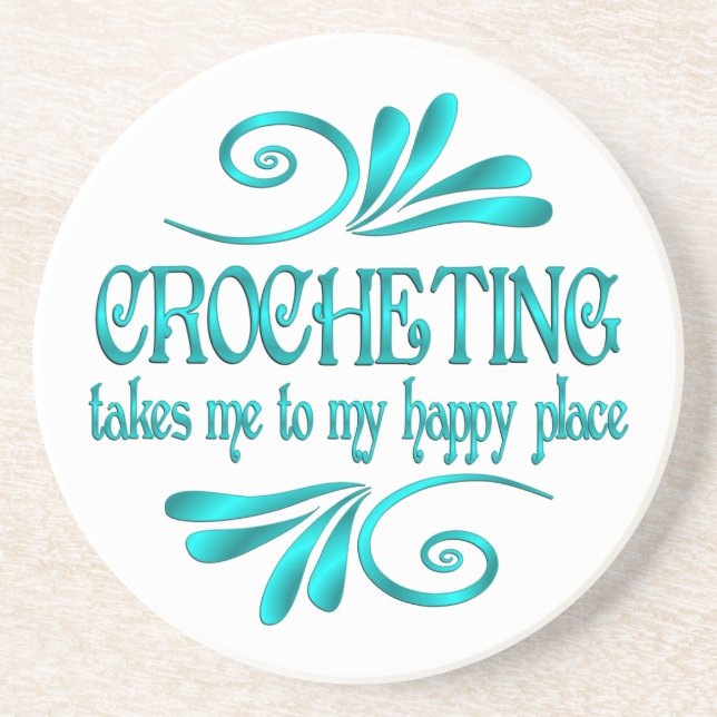 Crocheting Happy Place Getränkeuntersetzer (Vorne)