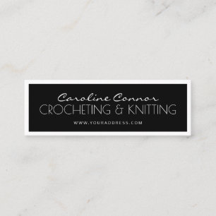 Crocheting & Knitting Schwarz & Weiß Borderkarte Mini Visitenkarte
