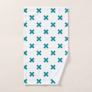 Crochets turquoises sur blanc
