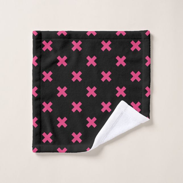 Crochis Fuchsia sur noir (Gant de toilette)