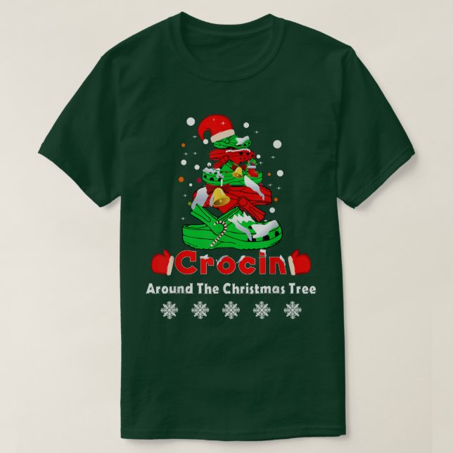 Crocin um den Weihnachtsbaum Funny Christmas T T-Shirt (Design vorne)