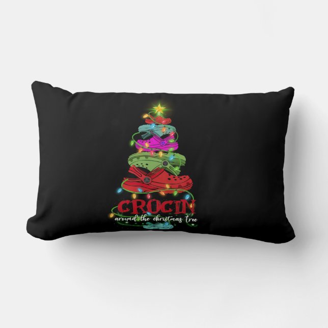 Crocin um den Weihnachtsbaum Lendenkissen (Vorderseite)