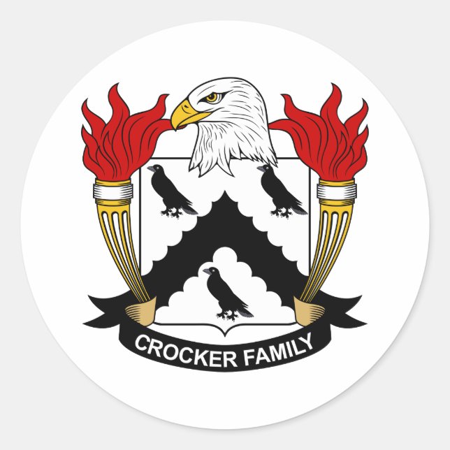 Crocker-Familienwappen Runder Aufkleber (Vorderseite)