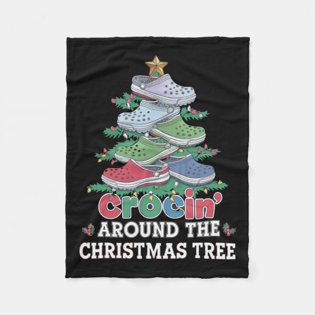 Crockin' um den Weihnachtsbaum kreist herum Fleecedecke (Vorderseite)