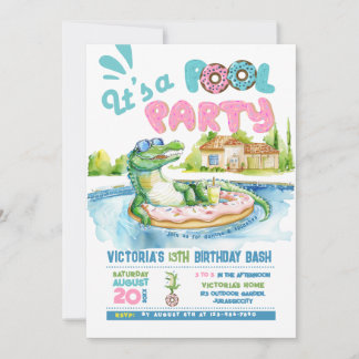 Croco-Donut Pool-Party Einladung