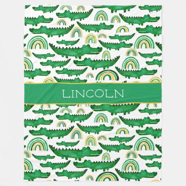 Crocodile Alligator Rainbow Personalisieren Fleecedecke (Vorderseite)
