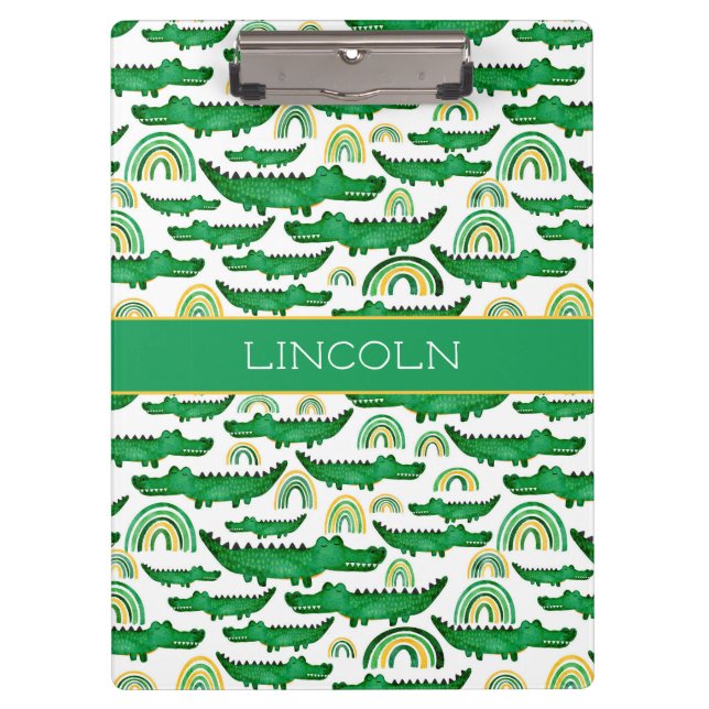 Crocodile Alligator Rainbow Personalisieren Klemmbrett (Vorderseite)