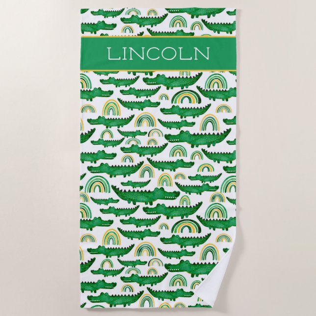 Crocodile Alligator Rainbow Personalisieren Strandtuch (Vorderseite)