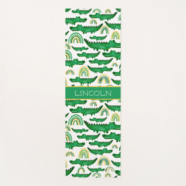 Crocodile Alligator Rainbow Personalisieren Yogamatte (Vorderseite)