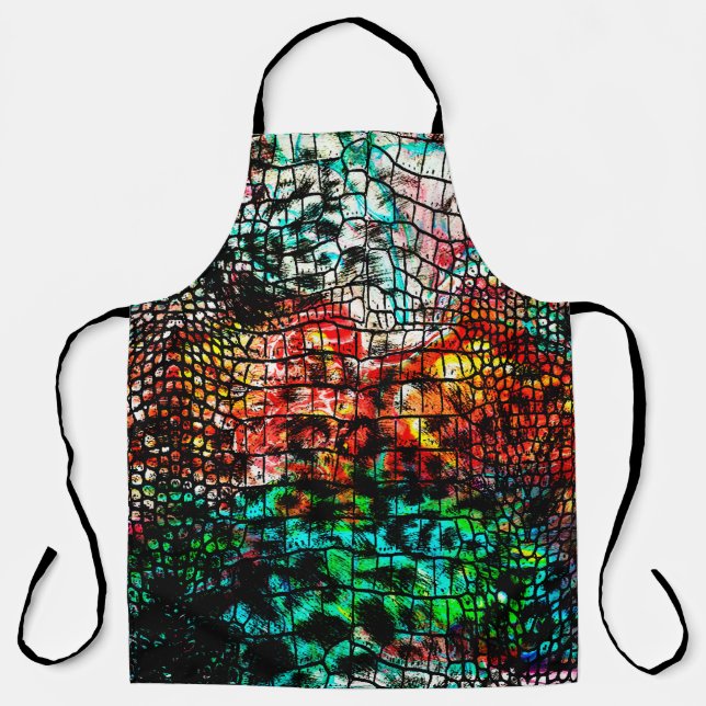 Crocodile and leopard pattern with colorful abstra schürze (Vorderseite)