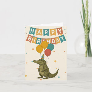Crocodile Birthday Card - Fun Party Animal Karte