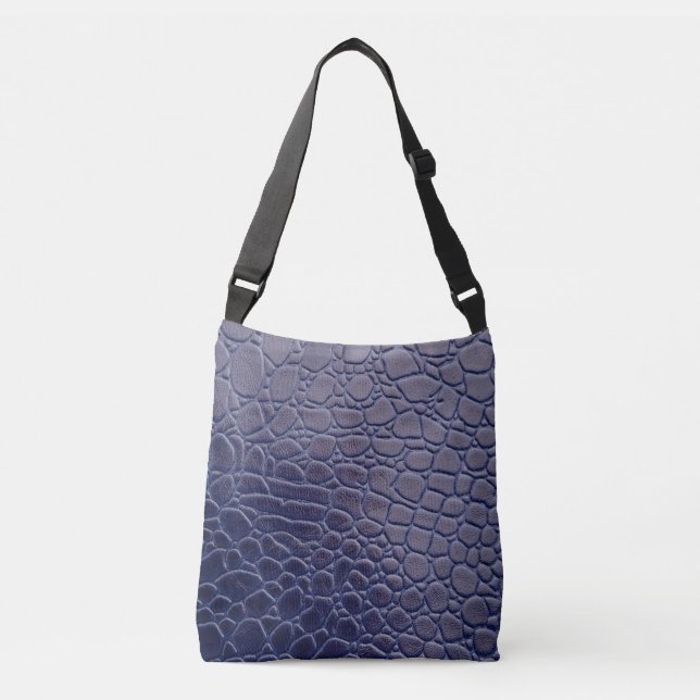 Crocodile bleu foncé imprimé en cuir Crossbody Sac (Devant)