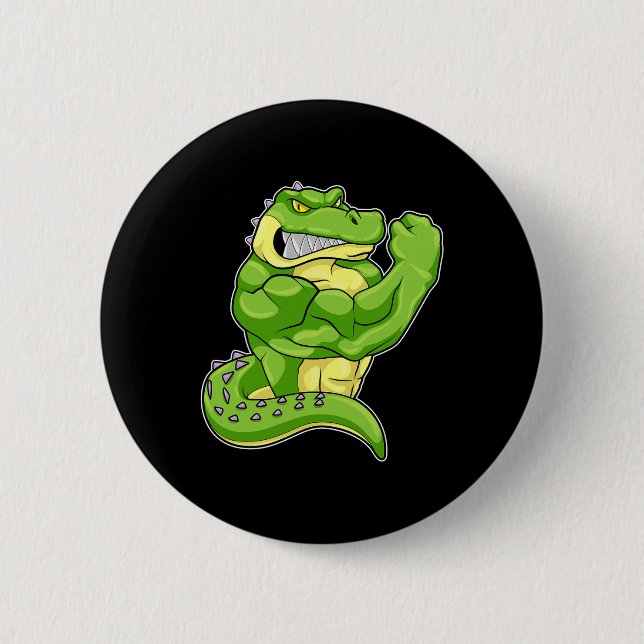 Crocodile Bodybuilder Bodybuilding Sports 1 Button (Vorderseite)
