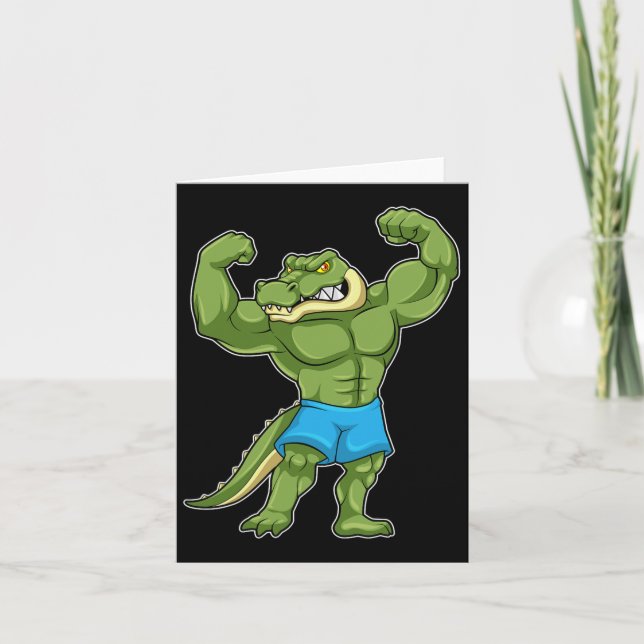 Crocodile Bodybuilder Bodybuilding Sports Karte (Vorderseite)