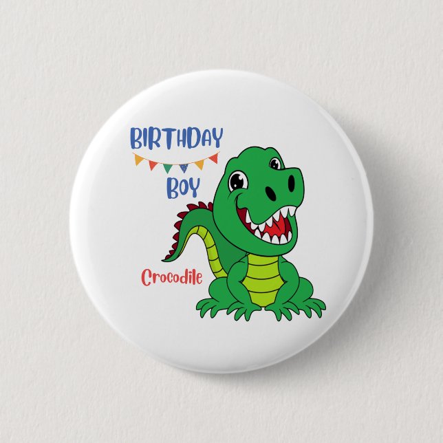 Crocodile boy birthday, Toddler Birthday Button (Vorderseite)