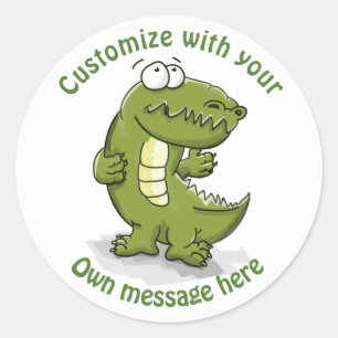 Crocodile-Cartoon für benutzerdefiniertes Texttan Runder Aufkleber