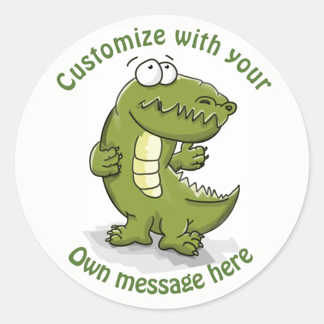 Crocodile-Cartoon für benutzerdefiniertes Texttanz Runder Aufkleber (Vorderseite)