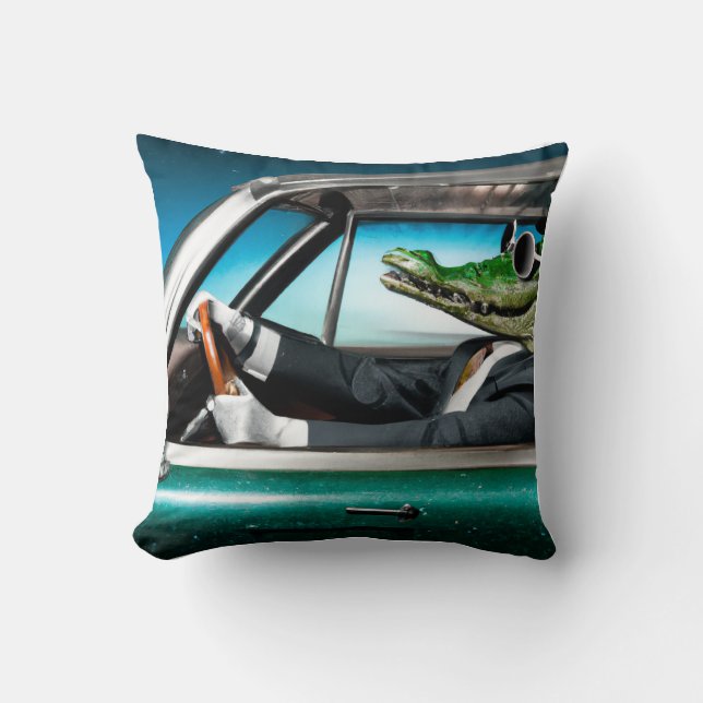 Crocodile Chauffeur Kissen (Vorderseite)
