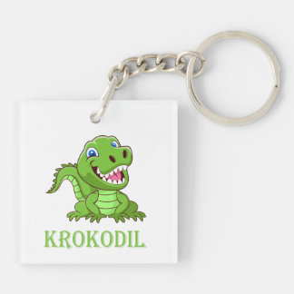 Crocodile de dessin animé vert blanc
