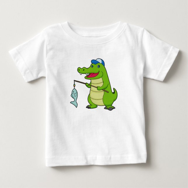 Crocodile Fishing Fisher Finish Baby T-shirt (Vorderseite)