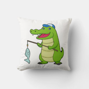Crocodile Fishing Fisher Finish Kissen