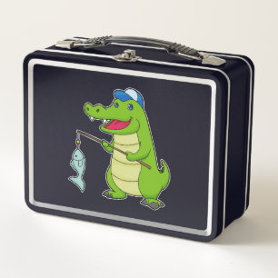 Crocodile Fishing Fisher Finish Metall Brotdose