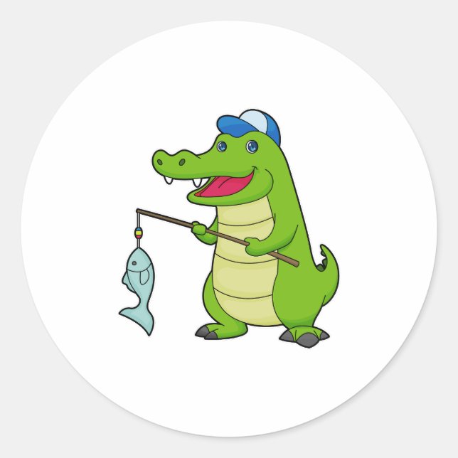 Crocodile Fishing Fisher Finish Runder Aufkleber (Vorderseite)