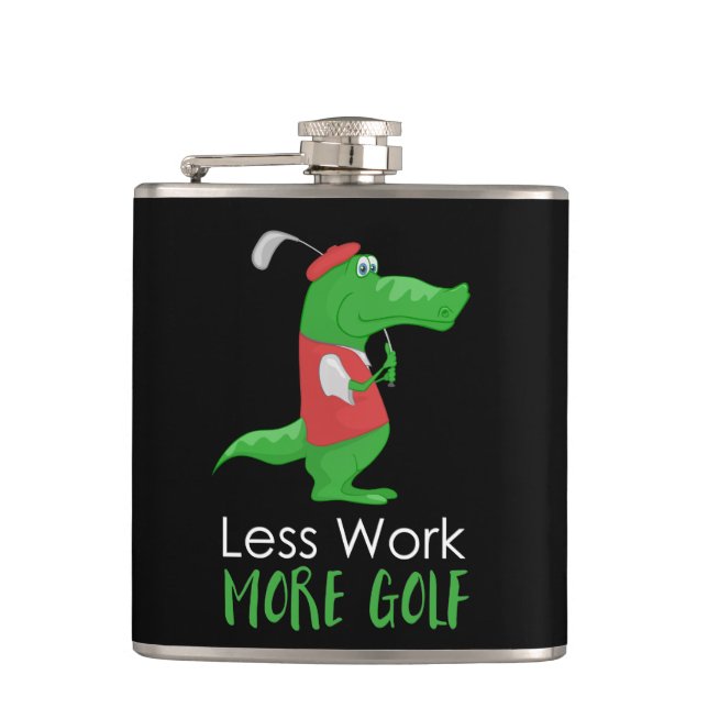 Crocodile Golfer Funny Flachmann (Vorderseite)