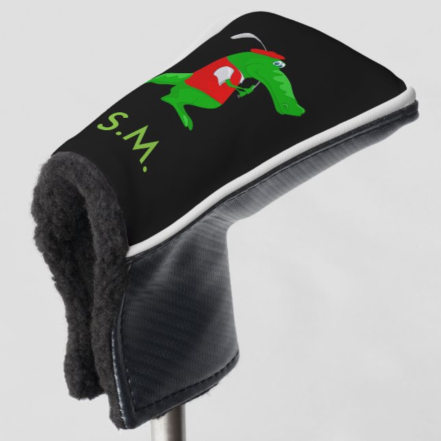 Crocodile Golfer & Initials Golf Club Putter Cover Golf Headcover (3/4 Vorderseite)