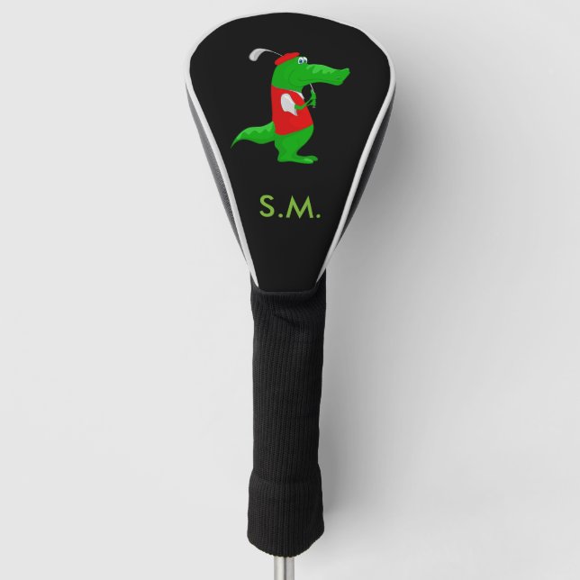 Crocodile Golfer & Initials Golf Club Treiberabdec Golf Headcover (Vorderseite)