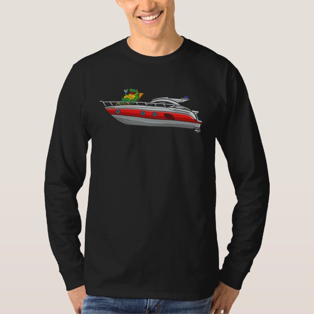 Crocodile on a yacht captain sailing boat T-Shirt (Vorderseite)
