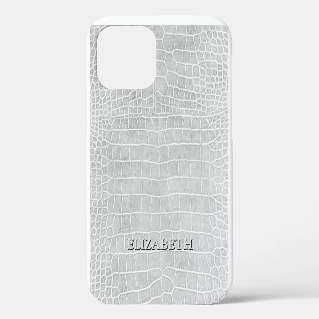 Crocodile Pearl Gray Imitats Leather Personallame Case-Mate iPhone Hülle (Rückseite)