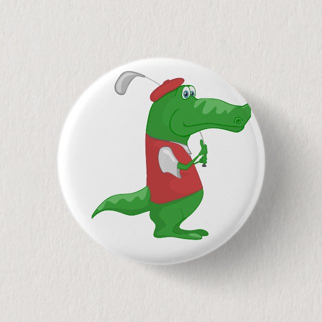 Crocodile Playing Golf Button (Vorderseite)
