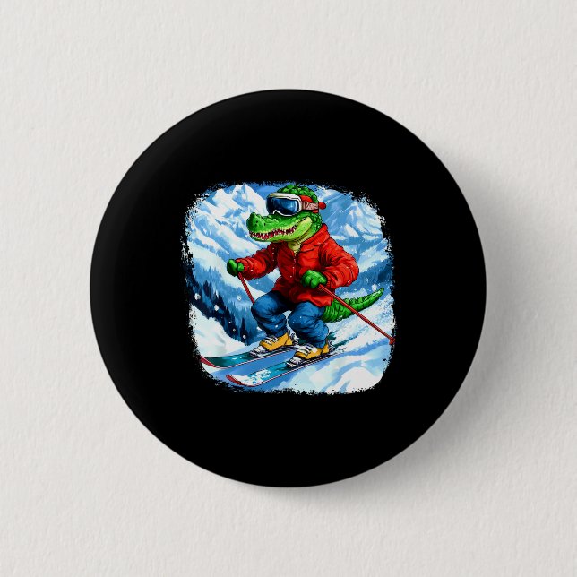 Crocodile Skier Button (Vorderseite)