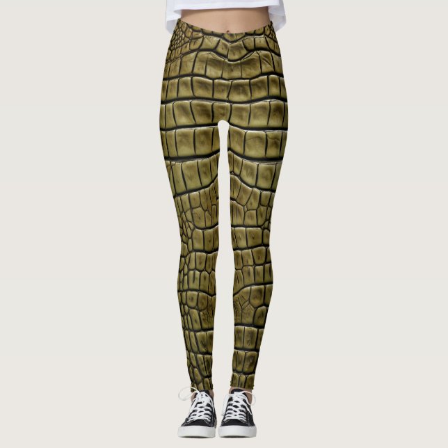 Crocodile Skin Print Brown Leggings & Yoga Pants (Vorderseite)