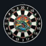 Crocodile und Lake Target Circle Dartscheibe<br><div class="desc">Einzigartiges Schwarz-Weiß-Krokodil-Design-Set in einem See mit einem prominenten Zielmotiv</div>