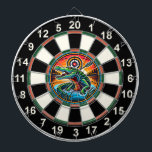 Crocodile und Lake Target Circle Dartscheibe<br><div class="desc">Einzigartiges Schwarz-Weiß-Krokodil-Design-Set in einem See mit einem prominenten Zielmotiv</div>