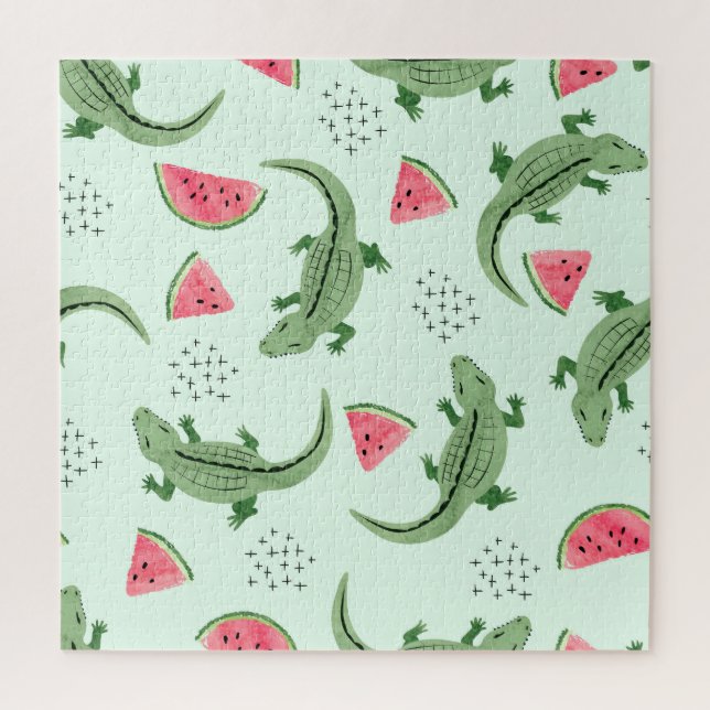 Crocodile Watermelon, Abstraktes Vintages Muster. (Vertikal)