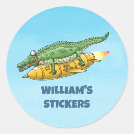 Crocodile's Golden Rocket Runder Aufkleber