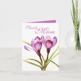 Crocus Blume Aquarellkunst Dank Mum lila Dankeskarte