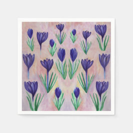 Crocus Blume Pattern Napkins Serviette