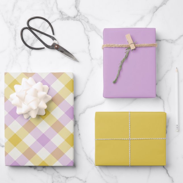 Crocus Gingham Geschenkpapier Set (Vorderseite)