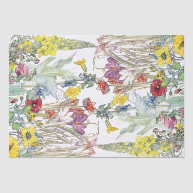 Crocus Poppy Iris Foxglove Flowers Tissue Paper Seidenpapier (Vorderseite)