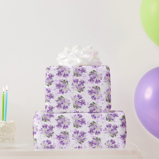 Crocus Spring Floral Pattern Geschenkpapier (Partygeschenke)