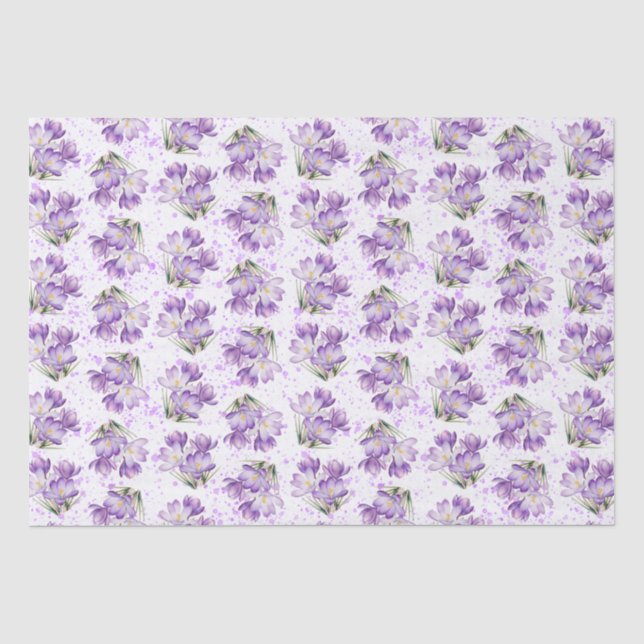 Crocus Spring Floral Pattern Seidenpapier (Vorderseite)